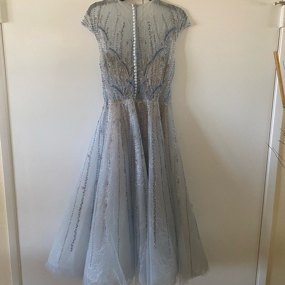 Mac Duggal Embellished Cap-Sleeve Midi Flare Dress - Picture 4 of 4